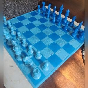 Blue on blue chessboard